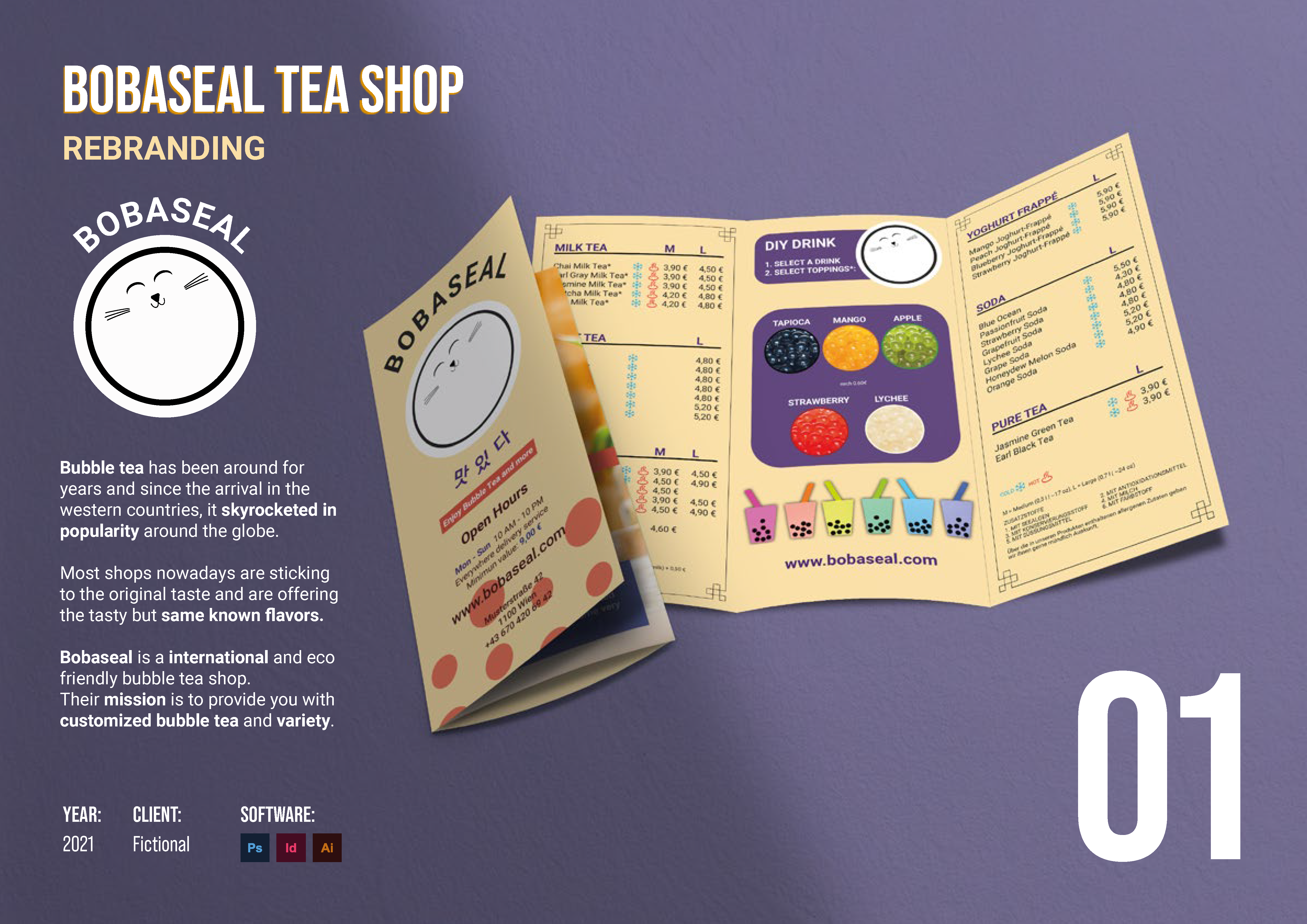Bobaseal tea shop rebranding showcase