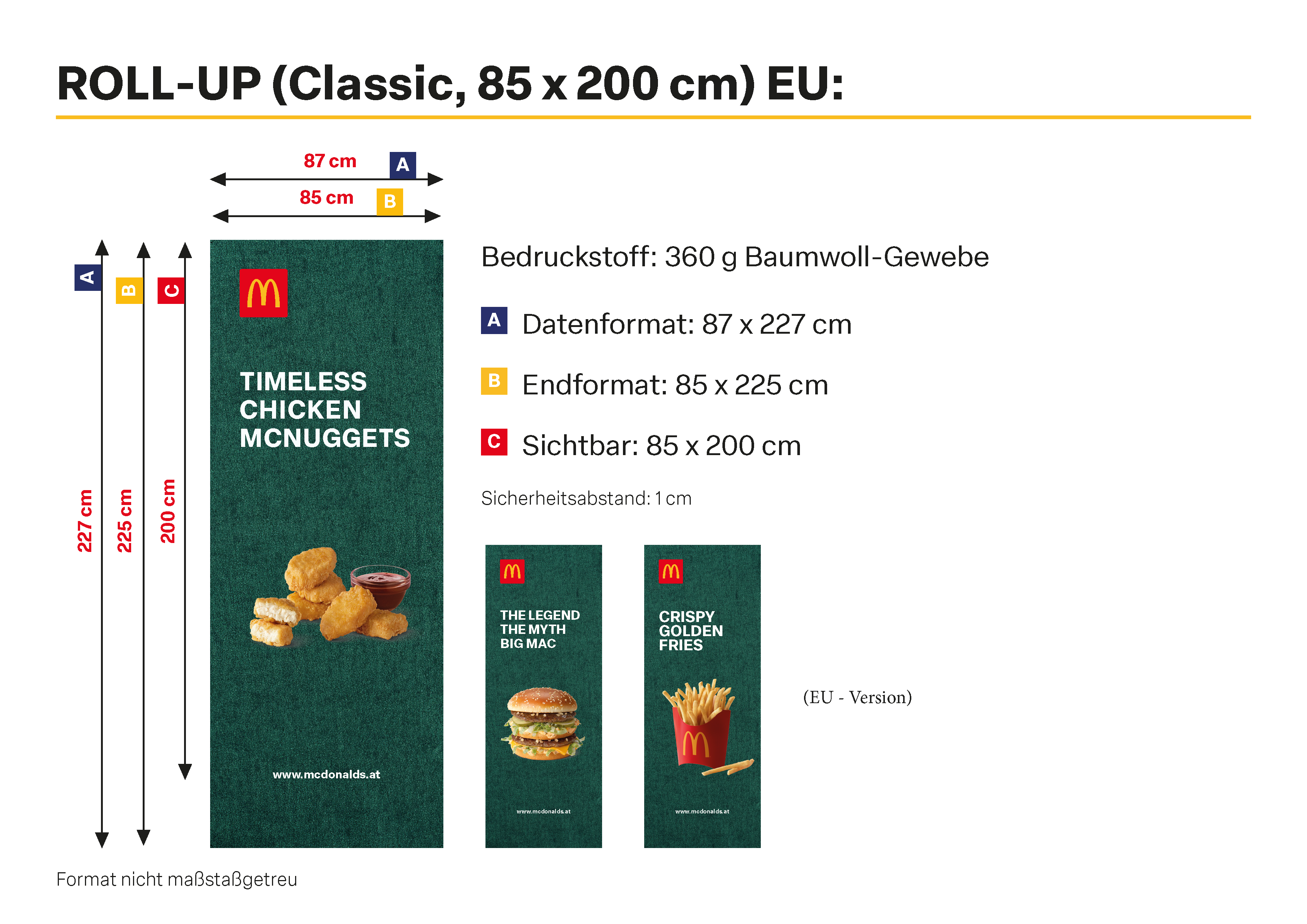 McDonald's roll-up banner designs for McNuggets, Big Mac, and fries