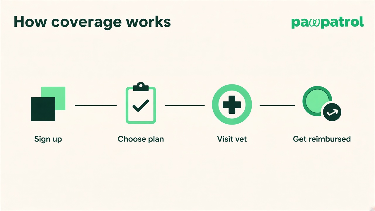 How coverage works — four-step pictogram process slide